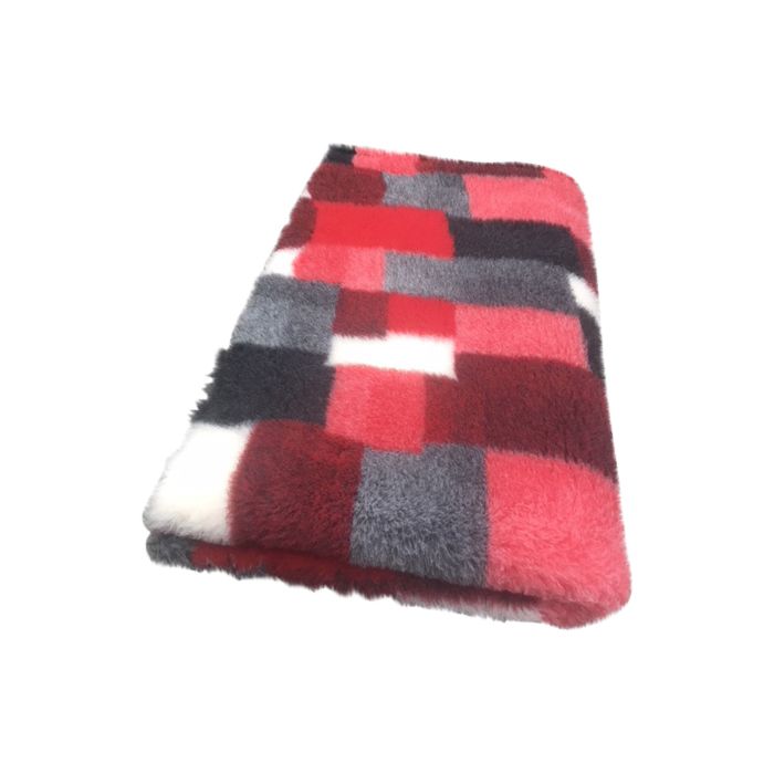 VETBED PATCHWORK - ROT, SCHWARZ, & WEISS - GUMMI ANTI RUTSCH 150x100cm