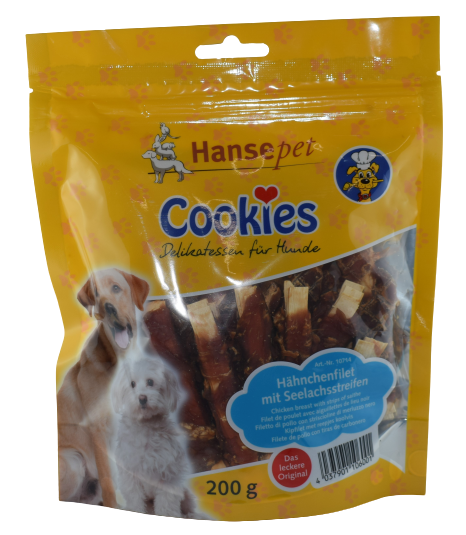 Coockies Hähnchenfilet mit Seelachstreifen 200g