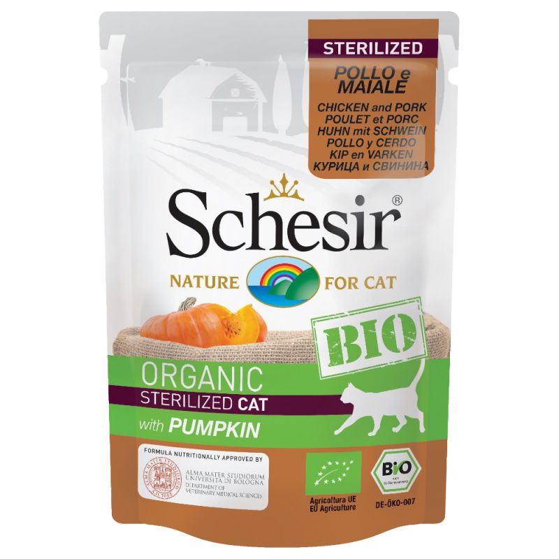 Shesir Sterilized Huhn und Schwein mit Kürbis bio 85g