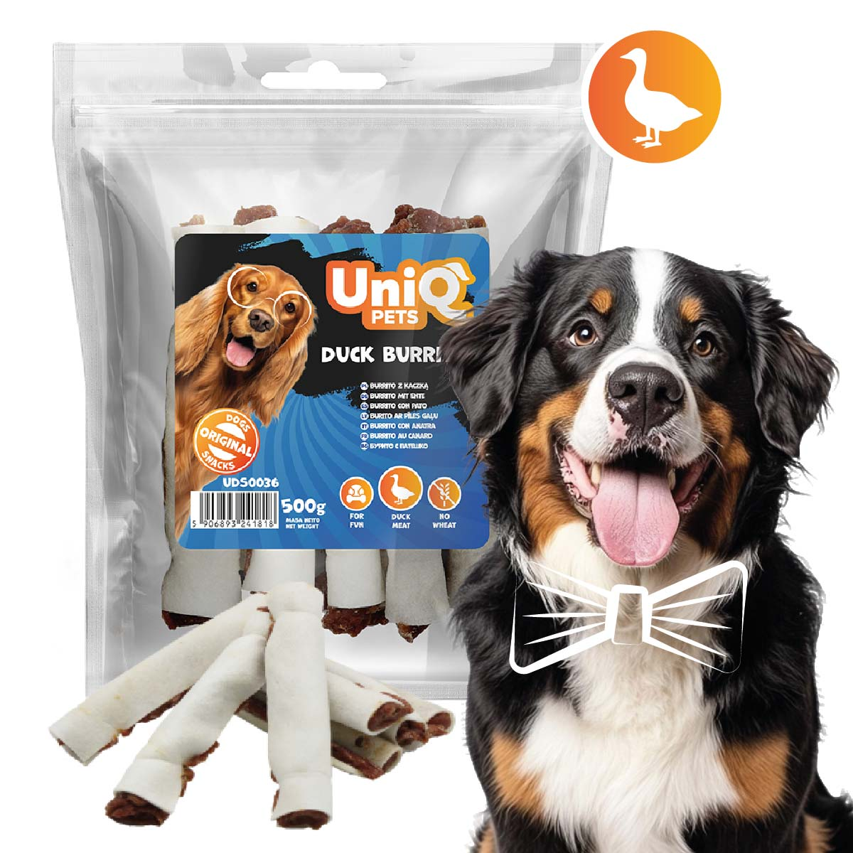 Hundesnack 500g Burrito mit Ente